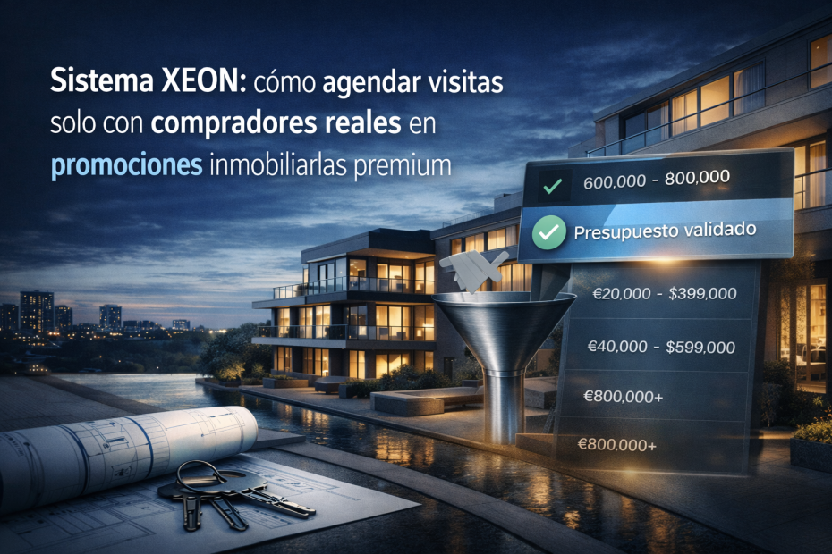 Sistema XEON: cómo agendar visitas solo con compradores reales en promociones inmobiliarias premium